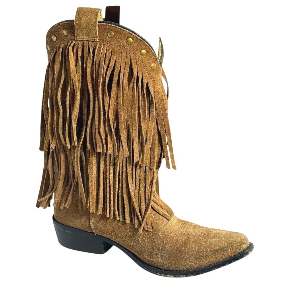 Smokey Mountain Wisteria Boots Youth 3.5 Fringe Western Cowboy Boot Brown Suede